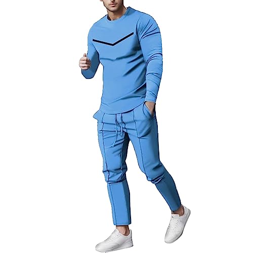 Herren Homewear Anzug Herbst Trainingsanzug Langarm Shirt und Sporthose 2 Teile Set Jogginganzug Jogginghose Langarm Sweatshirt Athletic Hose Set Sport Set Casual Leicht Set von Caxndycing