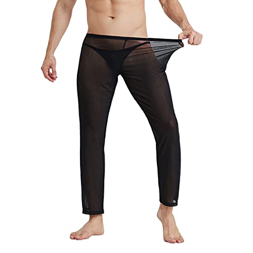 Herren Hose transparent Netz Leggings Nachtwäsche Sexy Transparent Mesh Pantyhose Durchsichtige Lange Hose Sheer Pant Männer Hose Netz-Stoff aus feinster Tüll Stoff von Caxndycing