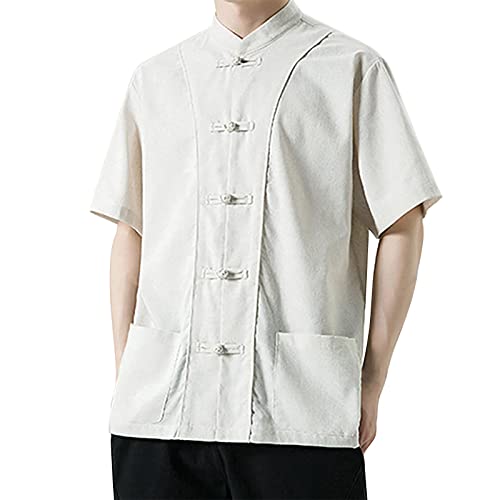 Herren Sommer Kung Fu Jacke Retro Hemd Chinesisches Traditionelles Tang Anzug Baumwoll Leinen Kurzarm Freizeithemd Trainingskleidung Kurze Ärmel Uniform für Jugend Herren Sommer Kung Fu Jacke Retro Hemd Chinesisches Traditionelles Tang Anzug Baumwoll Leinen Kurzarm Freizeithemd Trainingskleidung Kurze Ärmel Uniform für Jugend von Caxndycing