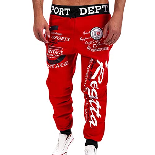 Sporthose Herren Jogginghose Bedruckte lang Sweat Hose für Männer Baumwolle gemütliche Sporthose Enger Beinabschluss Sweathose Rippstrickbündchen Fitness Tunnelzug Herren Fashion Streetwear von Caxndycing