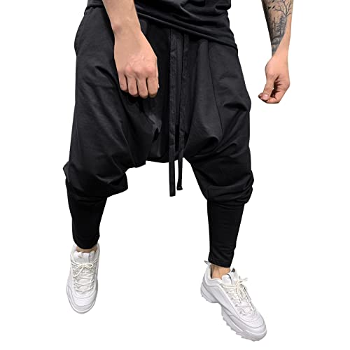 Sweathose Herren Hip Hop Haremshose Beiläufige Aladinhose Pumphose Pluderhose Jogginghose Baggy Sporthose Herren Hippie Sommerhose Yoga Männer Gummizug Verkürzte Hose von Caxndycing