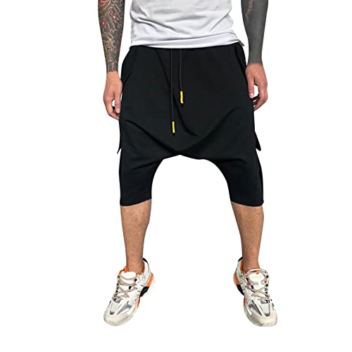 Sweathose Herren Hip Hop Haremshose Beiläufige Aladinhose Pumphose Pluderhose Jogginghose Baggy Sporthose Herren Hippie Sommerhose Yoga Männer Gummizug Verkürzte Hose von Caxndycing