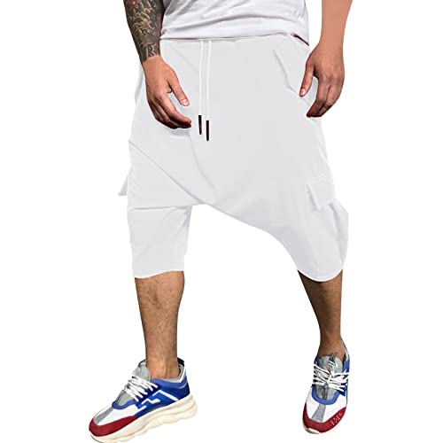 Sweathose Herren Hip Hop Haremshose Beiläufige Aladinhose Pumphose Pluderhose Jogginghose Baggy Sporthose Herren Hippie Sommerhose Yoga Männer Gummizug Verkürzte Hose von Caxndycing