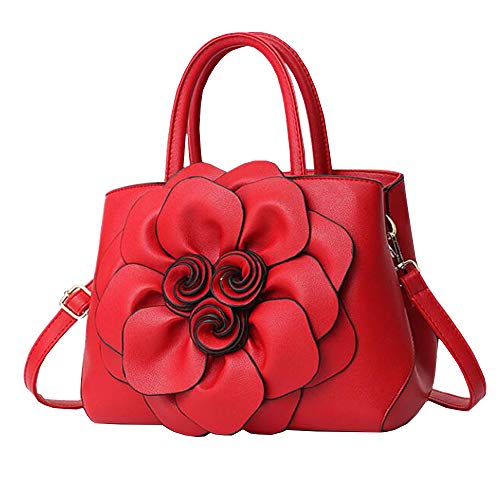 Cayla Damen 3D Blume PU Leder Tasche Geldbörse Mode Top Griff Satchel Handtasche Schultertasche Casual Tote Bag von Cayla