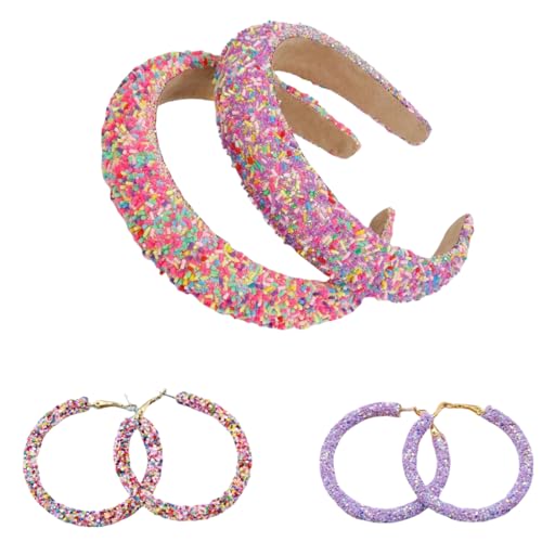 2 Pieces Candy Coloured Rhinestone Headband with 2 Pair Bohemian Colourful Pearl Earrings，Fashionable Headbands, Cute Headbands,Bohemian Ear Hook Earring von Cazqgoy