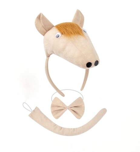 3 Pieces Horse Shaped Filled Headband and Tail and Bow Tie,Funny Filled Horse Headbands and Tail Bow Tie Set von Cazqgoy