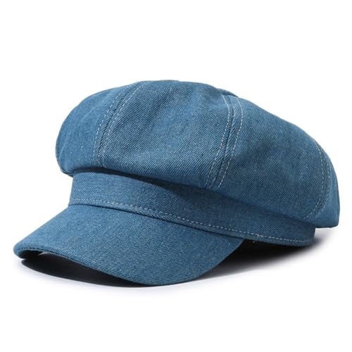 Damen Newsboy Cap Sommer Baskenmütze 8 Paneele Vintage Cabbie Hut - achteckiges Visier Kappe Damen Denim Newsboy Cap Visier Baskenmütze Cabbie Cap, blau, L Damen Newsboy Cap Sommer Baskenmütze 8 Paneele Vintage Cabbie Hut - achteckiges Visier Kappe Damen Denim Newsboy Cap Visier Baskenmütze Cabbie Cap, blau, L von Cazqgoy