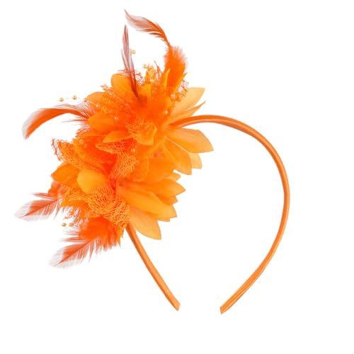 Feather Hair Ribbon, 1920s Fascinator Headband for Women, for Women, Wedding, Tea Party, Headwear, Cocktail Party (Orange) von Cazqgoy