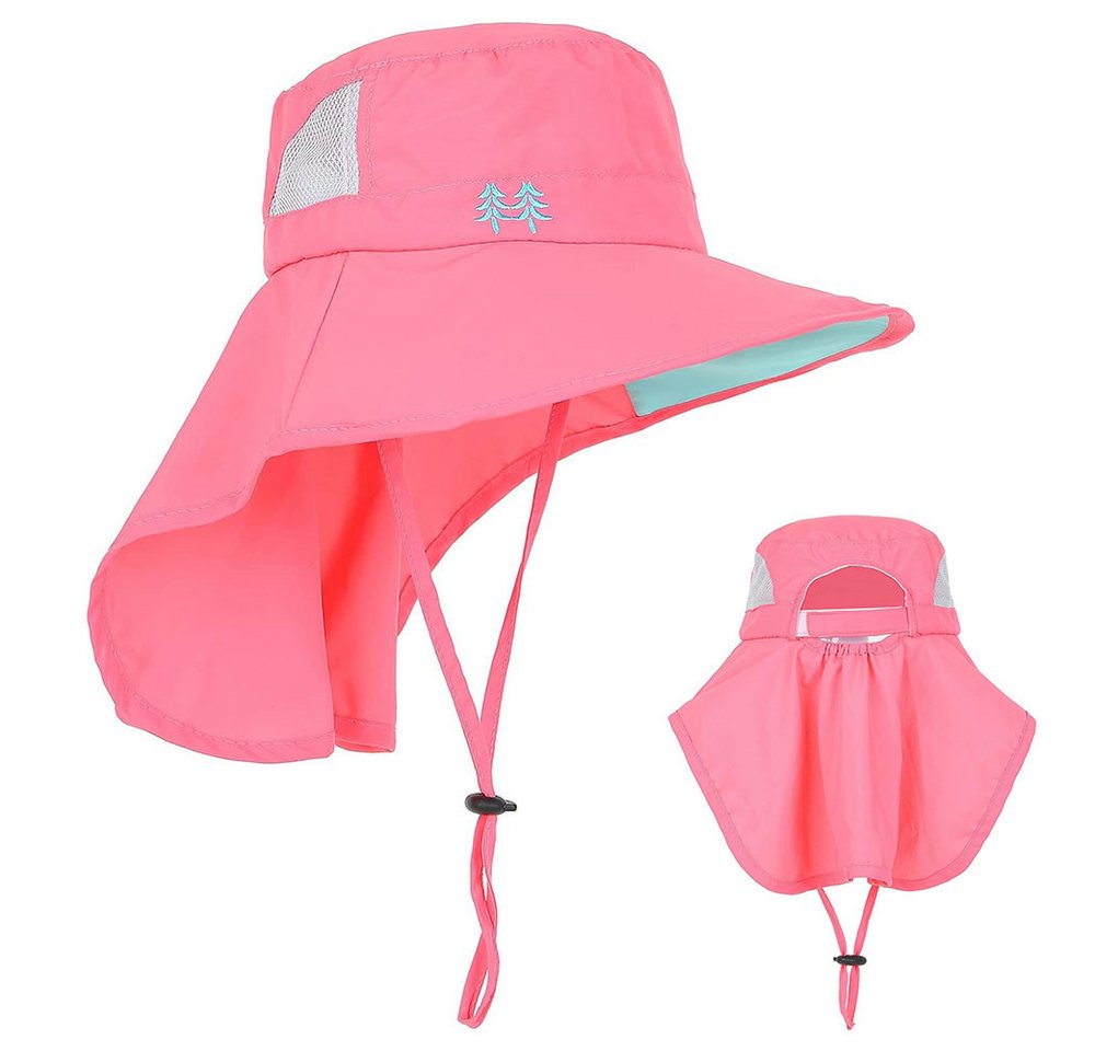 Cbei Sonnenhut Sonnenhut mit Nackenklappe EinstellbareKinder für Kinder rosa (UV Schutz Sonnenschutz atmungsaktivem, 1-St., 1-st) große Krempe Strand Angeln Hut für Kinder von Cbei
