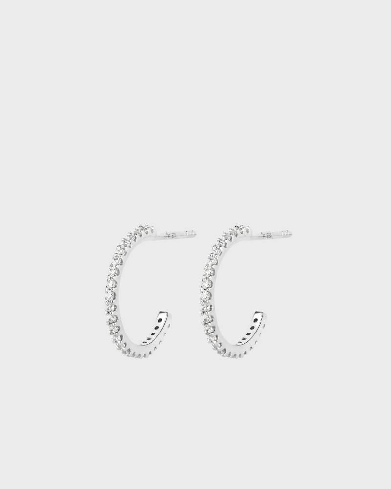 CbyC Earrings Mod Mini Hoops with Stones Silver von CbyC