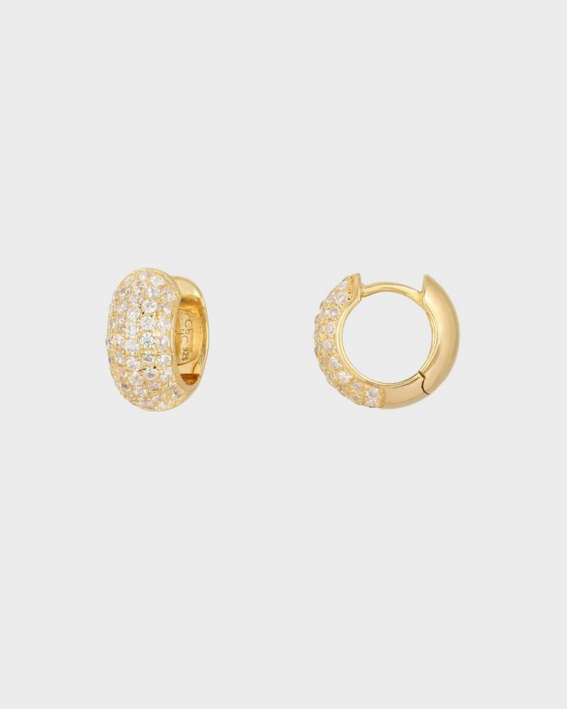 CbyC Earrings Wide Huggie With Stones Gold von CbyC