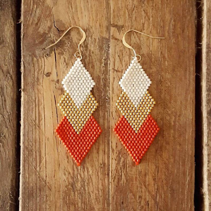 Bo-Gaia Rot Und Vergoldet Miyuki Perlen Genäht Hand von Ccedille