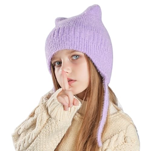 Baby Wintermütze mit Ohren 4-10Y Kinder Strickmütze Ohrenklappen Mütze mit Schnur Mädchen Jungen Warme Beanie Herbst Wintermütze Schädelkappe mit Ohrenschützer für Radfahren Ski Outdoor-Aktivitäten von Ccomage