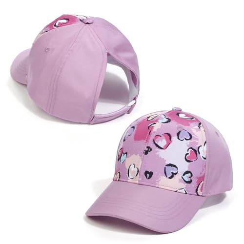 Ccomage Baseballkappe Pferdeschwanz Für Kinder Cappy Kind Kappe Mädchen Verstellbar Frauen Ponytail Cap Sonnenhut Kind Sommer Uv-Schutz Kinder Sport Freizeit Für Zwischen 3 Und 8 Jahren von Ccomage