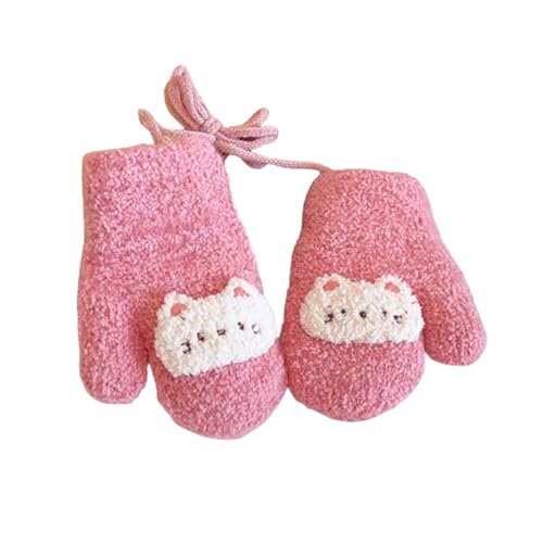 Kinder Winter Handschuhe Warme Fäustlinge mit schnur 1-5 Jahre Baby Cartoon Fausthandschuhe Dicke Doppelt Plüsch Hängende Hals Handschuhe Niedliche Tier Handschuhe für Spielen Laufen Skifahren von Ccomage