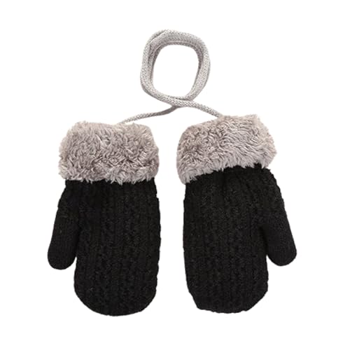 Kinder Winter Strickhandschuhe Warme Verdicken Baby Fäustlinge mit Schlüsselband 1-4Jahre Jungen Mädchen Doppelt Wolle Skihandschuhe Einfarbige Stretch Handschuhe für Fahrrad Skifahren Außenaktivität von Ccomage