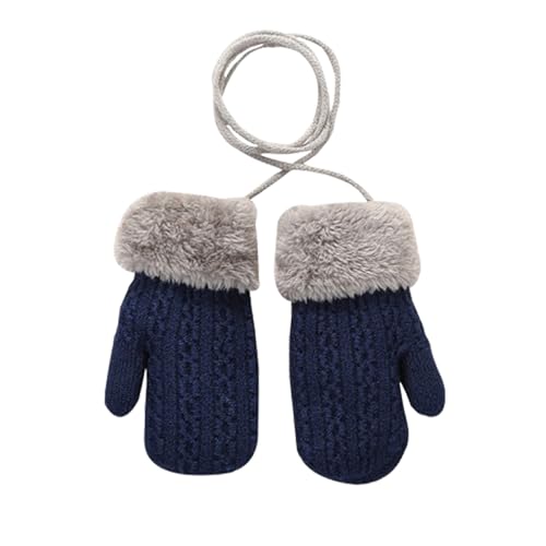 Kinder Winter Strickhandschuhe Warme Verdicken Baby Fäustlinge mit Schlüsselband 1-4Jahre Jungen Mädchen Doppelt Wolle Skihandschuhe Einfarbige Stretch Handschuhe für Fahrrad Skifahren Außenaktivität von Ccomage