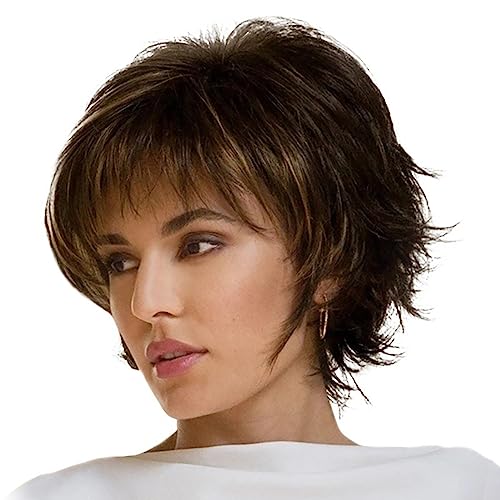 Kurz Pixie Perücke für Frauen,Pixie Cut Perücken Synthetisches Haar Kurze Perücke mit Pony Damen für Cosplay Halloween Kostüm von CcxRc