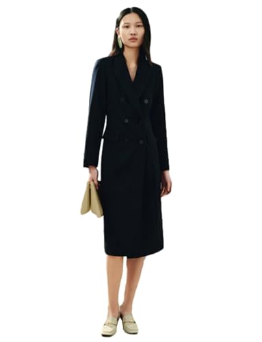 Cdkoke Damen Kleid Anzug Blazer Business Dinner Lange Jacke mit doppelreihigen Knöpfen von Cdkoke