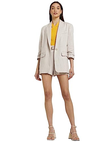 Cdkoke Damen Leinen Anzug DREI Viertel Ärmel Peak Revers Jacke Kurze Hose für Sommer Partei Urlaub von Cdkoke