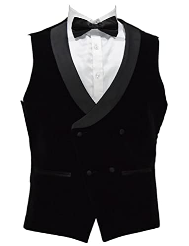 Cdkoke Herren Zweireiher Anzug Samt Weste Schal Revers für Abschlussball Hochzeit Outfit von Cdkoke