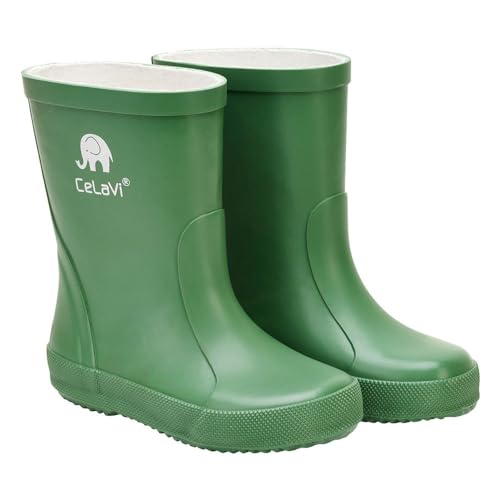 CELAVI Unisex Kinder Basic Wellies - Solid Gummistiefel, Elm Green, 22 EU von Celavi