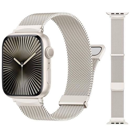 CeMiKa Metall Armband Kompatibel mit Apple Watch Armband 46mm 45mm 44mm 42mm 49mm, Edelstahl Dual Magnetisch Ersatzband für iWatch Ultra Ultra 2 Series 10 9 8 7 6 5 4 SE SE2, Damen Herren, Polarstern von CeMiKa