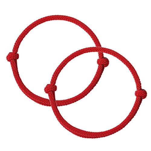 CeaBulo 2pcs Kabbala Rotes Seil Red String Accessoire Handgefertigte Einfache Passende Armbänder Glück Kabbala Verstellbares Armband von CeaBulo