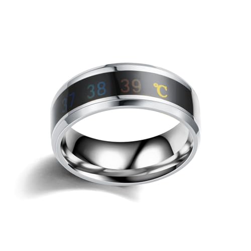 CeaBulo Edelstahlringe Mit Intelligenter Temperaturanzeigefunktion Unisex Ringe Moderne Mode Tägliche Verschleiß Accessoires Edelstahlring von CeaBulo