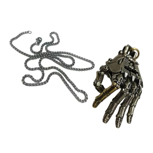 CeaBulo Handgefertigte Mechanische Armheizanhänger Halskette Leichte Statement Bewegliche Fingergelenken Roboter Hand Charme Schmuck Retro Mechanische Handanhänger von CeaBulo