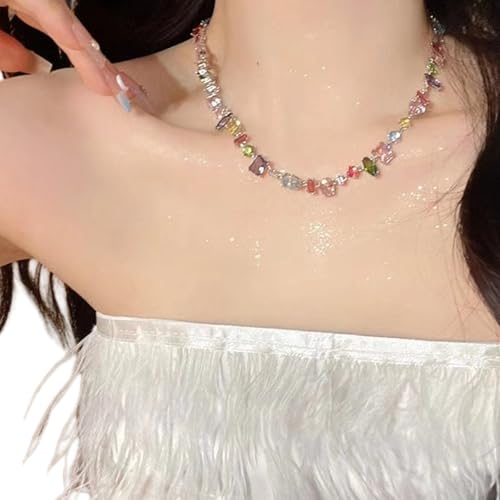 CeaBulo Mode Kubische Zirkonia Anhänger Halskette Frauen Hals Schmuck Halskette Perfekt Für Tägliche Und Party Tragen Zarten Titanstahl von CeaBulo