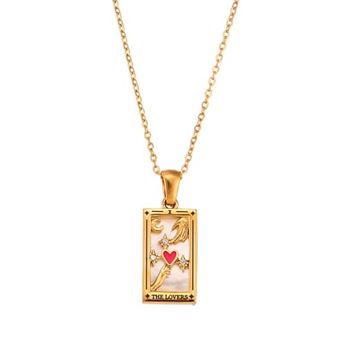 CeaBulo Mode Retro Styles Tarot Karten Anhänger Halskette Für Frauen Mit Robuster Edelstahl Zodiacs Designs Täglich Kette Halskette von CeaBulo