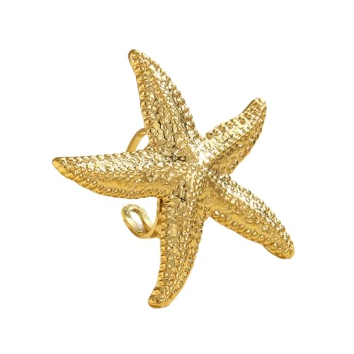 CeaBulo Mode Versilberte Seesterne Offene Ringe Dekoration Accessoire Für Strandpartys Und Tägliche Freizeitkleidung von CeaBulo