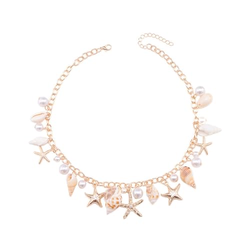 CeaBulo Perlen Halskette Shell Anhänger Halskette Schlüsselbein Kette Büro Halshalsschmuck Metall Textur Perfekt Für Tägliche Party Frauen Modeschmuck von CeaBulo