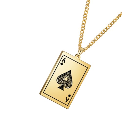 CeaBulo Punk Styles Spades Karte Halskette Edelstahl Textur Anhänger Halskette Spielkartenschmuck Für Enthusiasten Punkstil Schmuck von CeaBulo