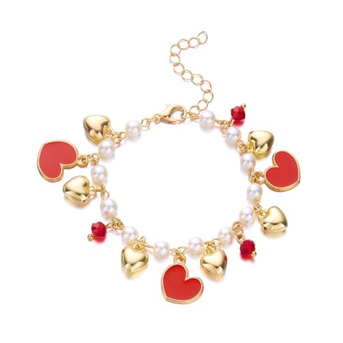 Schöne Berufungsmode Armbandschmuck Accessoire Für Frauen Mit Erdbeer Kirsch Herz Und Perlen Perlen Party Feier Schmuck Schmuck von CeaBulo