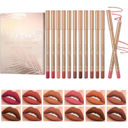 12 Farben Matte Lipliner Set, Cremiger Hochpigmentierter Lippenkonturenstift, Lip Plumper Langanhaltend Wasserfest Lippenstift, Glatte Textur Lip Liner Stift, Natürliches Lippen Makeup für Frauen 12 Farben Matte Lipliner Set, Cremiger Hochpigmentierter Lippenkonturenstift, Lip Plumper Langanhaltend Wasserfest Lippenstift, Glatte Textur Lip Liner Stift, Natürliches Lippen Makeup für Frauen von Ceboic