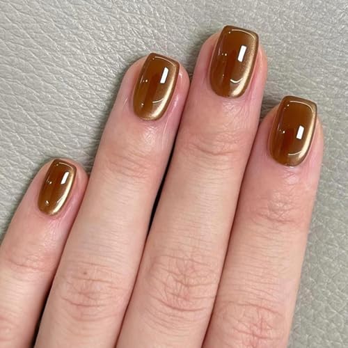 24 Stück Nägel Zum Aufkleben Eckig Kurz, French Kunstnägel Press on Nails Kakao Braun Einfarbig Künstliche Nägel, Glänzend Katzenauge Fingernägel Zum Aufkleben, Square Soft Gel Fake Nails für Frauen 24 Stück Nägel Zum Aufkleben Eckig Kurz, French Kunstnägel Press on Nails Kakao Braun Einfarbig Künstliche Nägel, Glänzend Katzenauge Fingernägel Zum Aufkleben, Square Soft Gel Fake Nails für Frauen von Ceboic