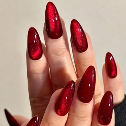24 Stück Nägel zum Aufkleben Mandel, French Press On Nails Rot Katzenauge Glitzer Künstliche Fingernägel zum Aufkleben, Einfarbig Kunstnägel Acryl Full Cover Falsche Nägel für Frauen Nail Art 24 Stück Nägel zum Aufkleben Mandel, French Press On Nails Rot Katzenauge Glitzer Künstliche Fingernägel zum Aufkleben, Einfarbig Kunstnägel Acryl Full Cover Falsche Nägel für Frauen Nail Art von Ceboic
