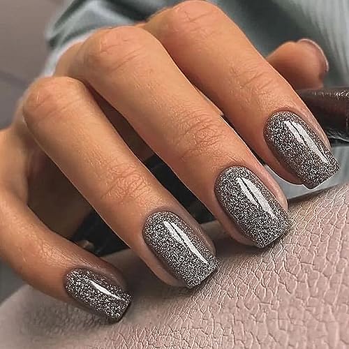 24 Stück Press on Nails Kurz, Schwarz Glänzend Eckig French Künstliche Nägel, Acryl Full Cover Nägel Zum Aufkleben mit Nagelkleber Aufkleber, Fingernägel Kunstnägel Fake Nails für Frauen & Mädchen von Ceboic