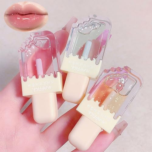 3 Stück Feuchtigkeitsspendendes Lippenöl, Farblos Durchsichtig Moisturizing Lip Oil Glitzer Lipgloss Set, Fruchtgeschmack Lippenstift, Lippenbalsam Make-up Geschenke für Frauen Mädchen Lippenpflege von Ceboic