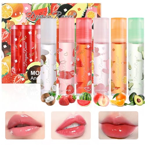 6 Stück Lip Oil Glitzer Lipgloss, Feuchtigkeitsspendendes Lippenöl Roll-on Lip Gloss Set, Langanhaltend Lippenstift Farblos Durchsichtig Lippenbalsam Lippenpflege für Trockene und Rissige Lippen von Ceboic