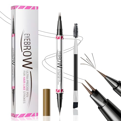 Augenbrauenstift, Augenbrauenstift Wasserfest, 2-in-1 Dual-Ended 3D Microblading Augenbrauenstift mit 2-Micro-Gabelspitzen, Wischfest Eyebrow Pencil Erzeugt Natürliche Augenbrauenfarbe, Dunkelbraun von Ceboic