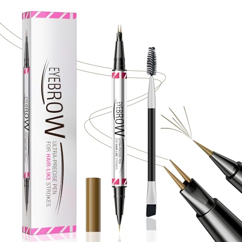 Augenbrauenstift, Augenbrauenstift Wasserfest, 2-in-1 Dual-Ended 3D Microblading Augenbrauenstift mit 2-Micro-Gabelspitzen, Wischfest Eyebrow Pencil Erzeugt Natürliche Augenbrauenfarbe, Hellbraun von Ceboic