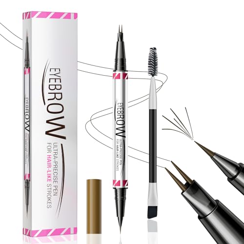 Augenbrauenstift, Augenbrauenstift Wasserfest, 2-in-1 Dual-Ended 3D Microblading Augenbrauenstift mit 2-Micro-Gabelspitzen, Wischfest Eyebrow Pencil Erzeugt Natürliche Augenbrauenfarbe, Schwarz Braun von Ceboic