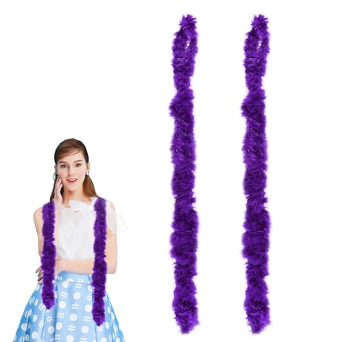 Ceboic 2 Stück Federboa, 2M Bunte Feder Boas Flauschige Feder Schal Fancy Kleid, Kostüm Accessoire für Tanzende Hochzeit Ankleiden Party Karneval Mottoparty Cosplay Halloween Weihnachten (Violett) von Ceboic