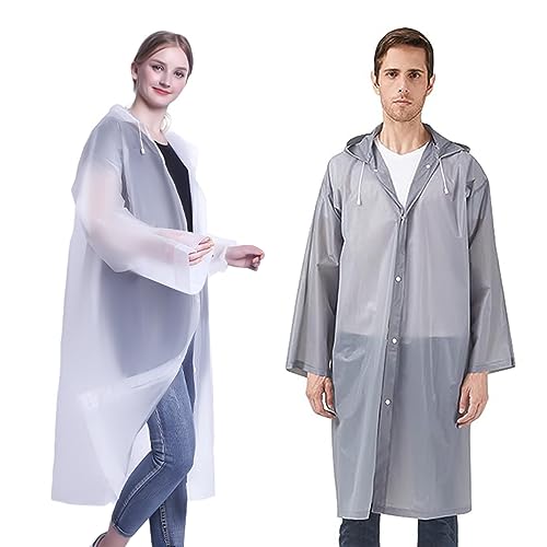 Ceboic 2 Stück Regenponcho Eva Regenmantel Herren Damen Wasserdicht Wiederverwendbar Regenbekleidung Regencape Tragbarer Atmungsaktiv Regenjacke für Festival Reisen Wandern Radfahren Camping von Ceboic