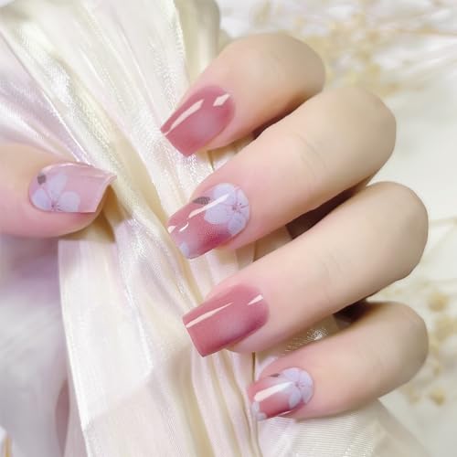 Ceboic 20 Stück UV Nagelfolien, Nude Rosa Gel Nagellack Aufkleber Halbgehärtete Nagelfolie mit Blumen Design, Nagellackstreifen zum aufkleben Nagelsticker Selbstklebend, Gellack Wraps für Nagel von Ceboic