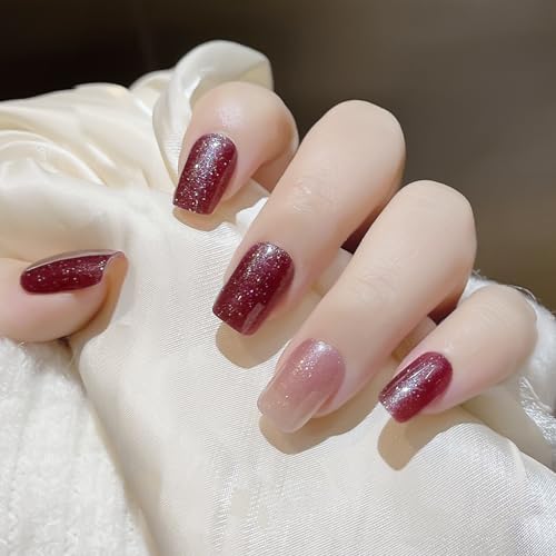 Ceboic 20 Stück UV Nagelfolien, Rot Schimmer Gel Nagellack Aufkleber Halbgehärtete Nagelfolie, Nagellackstreifen zum aufkleben Nagelsticker Selbstklebend, Gellack Wraps für Nagel von Ceboic