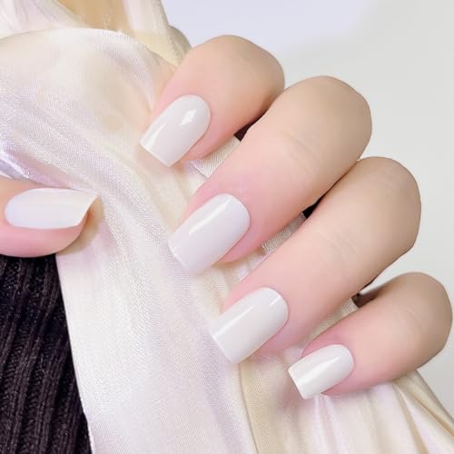 Ceboic 20Pcs Gel Nagellack Aufkleber | Nagelfolien Selbstklebend | Reine Farbe Halbgehärtete UV Gel Strips | Gel Nagellackstreifen | Milch Weiß Gellack Wraps für Frauen Mädchen Nagelkunst Dekoration von Ceboic